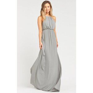 Show Me Your Mumu Amanda Maxi Dress in Soft Charcoal Crisp L NWT
